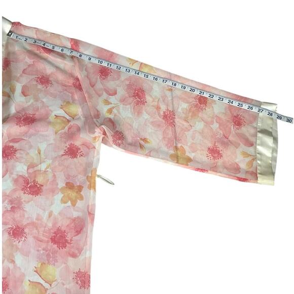 Valerie Stevens Floral Slip Dress & Robe Set XL Sheer Pink Lounge Nightgown Set - Picture 15 of 16